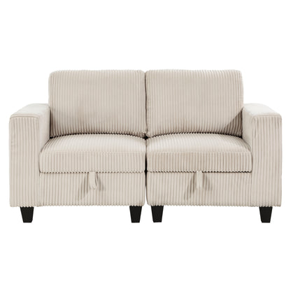 Homelegance Walterboro Loveseat Beige Corduroy with Hidden Storage 9650BE-2