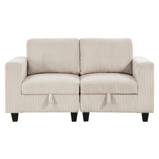 Homelegance Walterboro Loveseat Beige Corduroy with Hidden Storage 9650BE-2