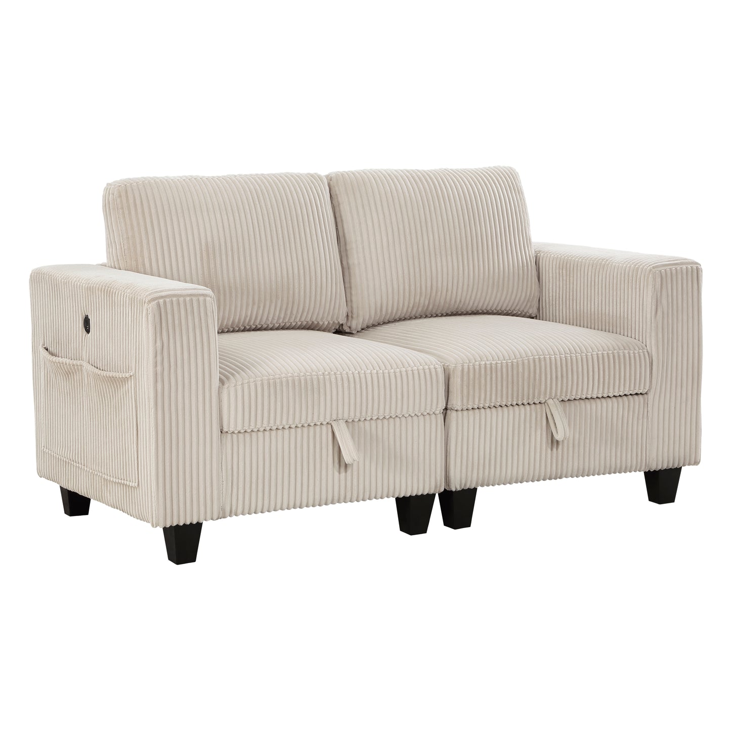 Homelegance Walterboro Loveseat Beige Corduroy with Hidden Storage 9650BE-2