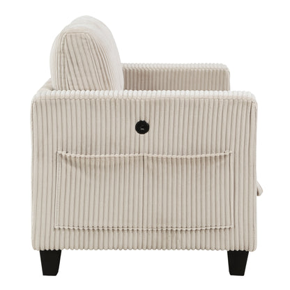 Homelegance Walterboro Loveseat Beige Corduroy with Hidden Storage 9650BE-2