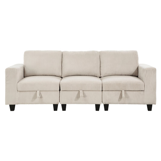 Homelegance Walterboro Beige Sectional Sofa with Storage and USB Ports 9650BE-3