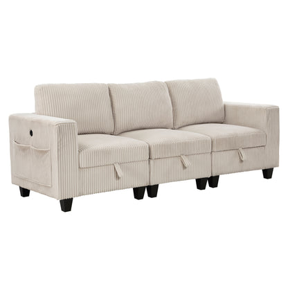 Homelegance Walterboro Beige Sectional Sofa with Storage and USB Ports 9650BE-3