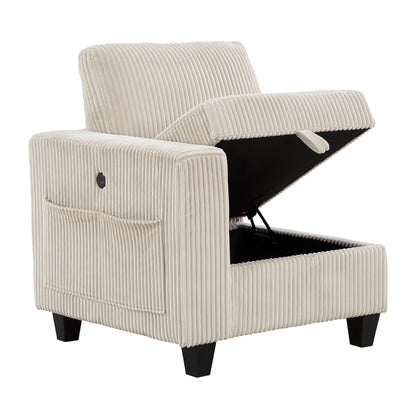 Homelegance Walterboro Loveseat Beige Corduroy with Hidden Storage 9650BE-2