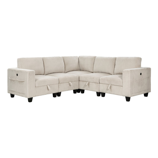 Homelegance Walterboro Sectional Sofa in Beige 9650BE-5SC