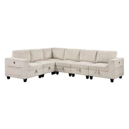 Homelegance Walterboro Sectional Sofa in Beige 9650BE-6SC