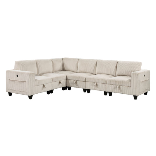 Homelegance Walterboro Sectional Sofa in Beige 9650BE-6SC