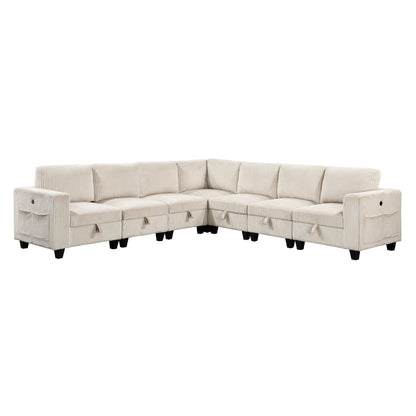 Homelegance Walterboro Sectional Sofa in Beige 9650BE-7SC