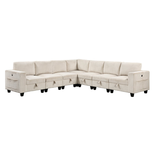 Homelegance Walterboro Sectional Sofa in Beige 9650BE-7SC