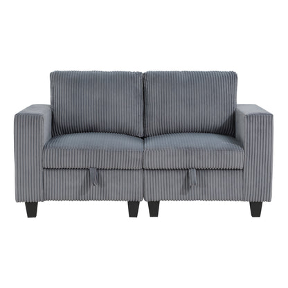 Homelegance Walterboro Loveseat Dark Gray Corduroy with Hidden Storage 9650DG-2