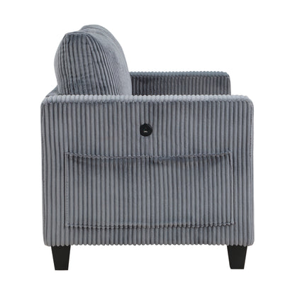 Homelegance Walterboro Loveseat Dark Gray Corduroy with Hidden Storage 9650DG-2
