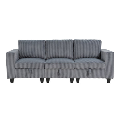 Homelegance Walterboro Dark Gray Sectional Sofa with USB Charging and Storage 9650DG-3