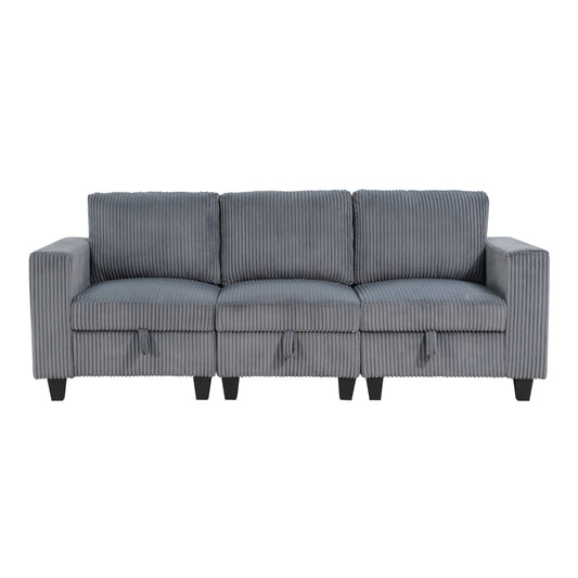 Homelegance Walterboro Dark Gray Sectional Sofa with USB Charging and Storage 9650DG-3