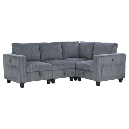 Homelegance Walterboro Sectional Sofa in Dark Gray 9650DG-4SC