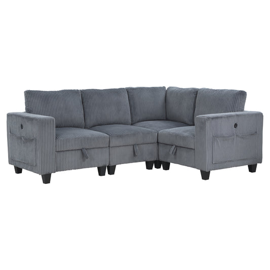 Homelegance Walterboro Sectional Sofa in Dark Gray 9650DG-4SC