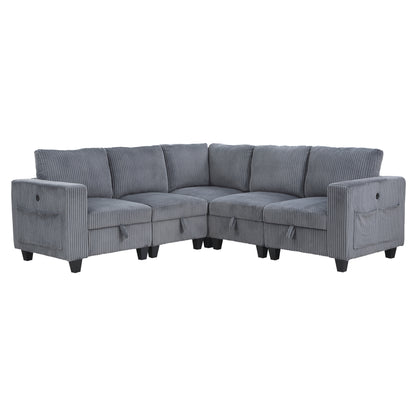 Homelegance Walterboro Sectional Sofa in Dark Gray 9650DG-5SC