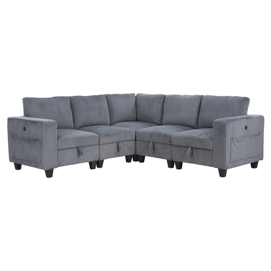 Homelegance Walterboro Sectional Sofa in Dark Gray 9650DG-5SC