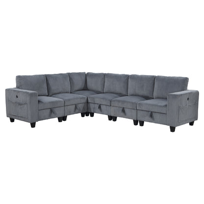 Homelegance Walterboro Sectional Sofa in Dark Gray 9650DG-6SC