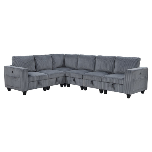 Homelegance Walterboro Sectional Sofa in Dark Gray 9650DG-6SC