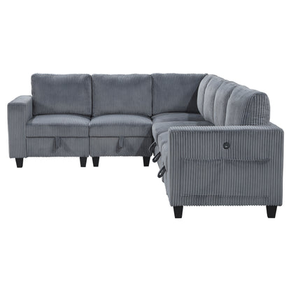 Homelegance Walterboro Sectional Sofa in Dark Gray 9650DG-6SC