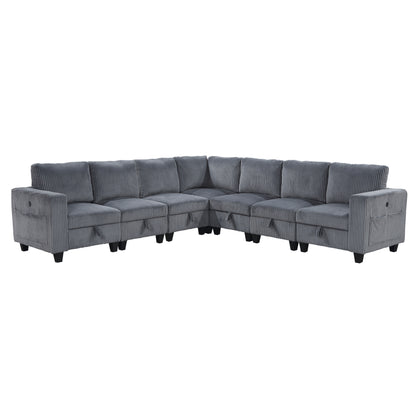 Homelegance Walterboro Sectional Sofa in Dark Gray 9650DG-7SC