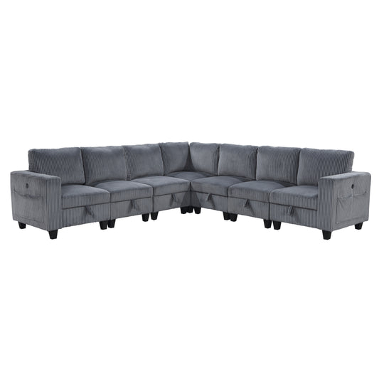 Homelegance Walterboro Sectional Sofa in Dark Gray 9650DG-7SC