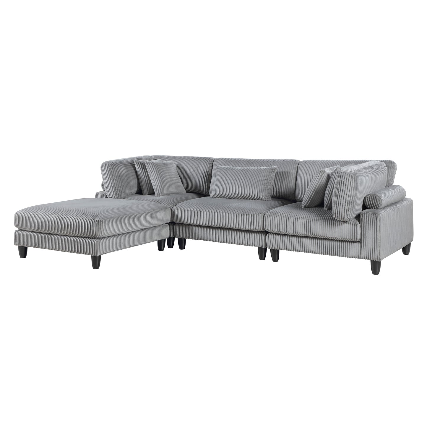 Homelegance 4-Piece Modular Sectional Sofa in Gray with Ottoman 9688GY-42CRACOT