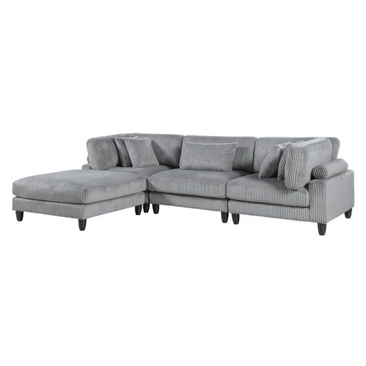 Homelegance 4-Piece Modular Sectional Sofa in Gray with Ottoman 9688GY-42CRACOT