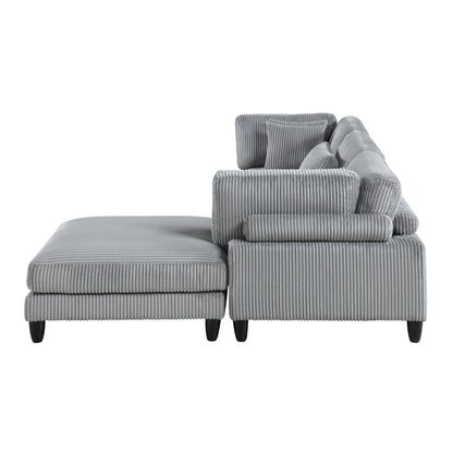 Homelegance 4-Piece Modular Sectional Sofa in Gray with Ottoman 9688GY-42CRACOT
