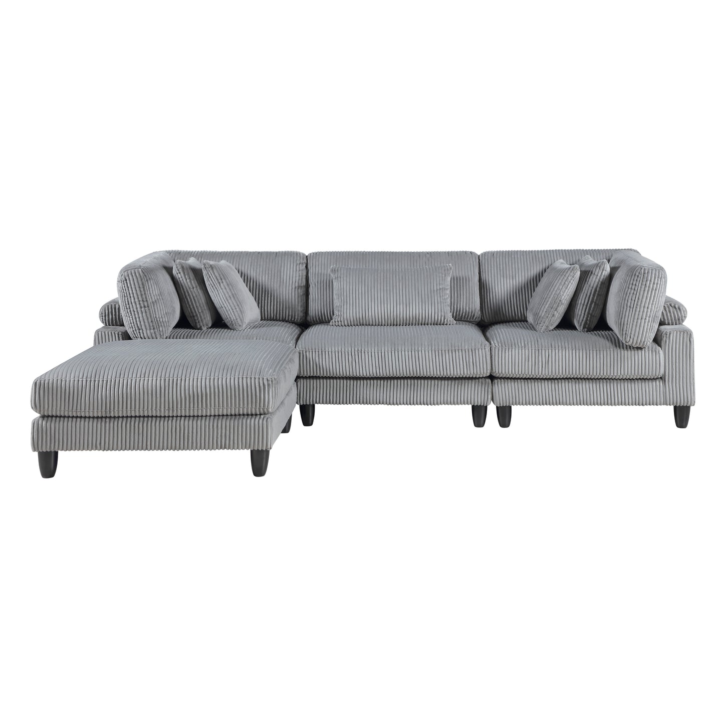 Homelegance 4-Piece Modular Sectional Sofa in Gray with Ottoman 9688GY-42CRACOT