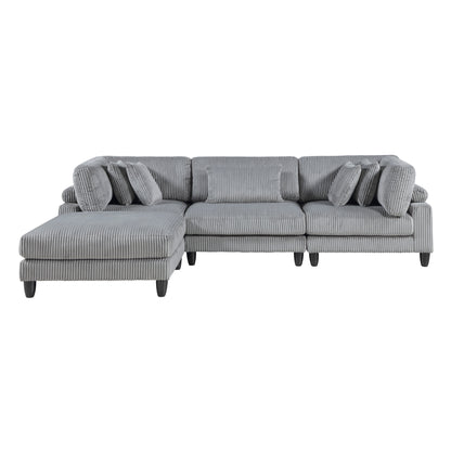 Homelegance 4-Piece Modular Sectional Sofa in Gray with Ottoman 9688GY-42CRACOT