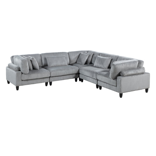 Homelegance Sectional Sofa Gray Fabric 9688GY-53CR2AC