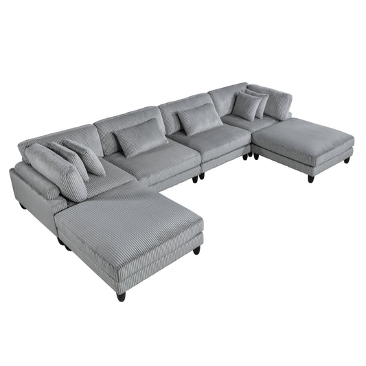 Homelegance Sectional Sofa Gray Fabric Modern Design 9688GY-62CR2AC2OT