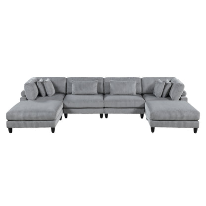 Homelegance Sectional Sofa Gray Fabric Modern Design 9688GY-62CR2AC2OT