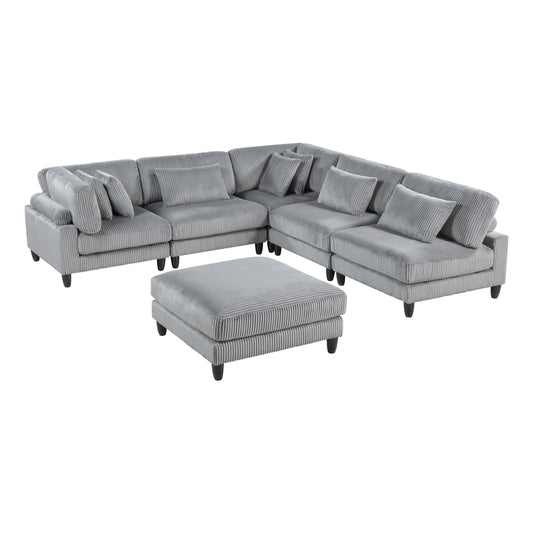 Homelegance Sectional Sofa Gray Fabric Modern Design 9688GY-62CR3ACOT