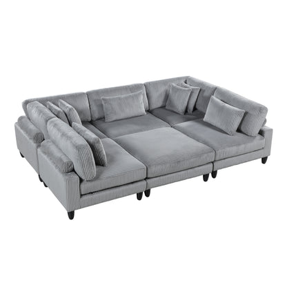 Homelegance Sectional Sofa Gray Fabric Modern Design 9688GY-62CR3ACOT