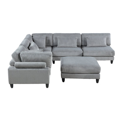 Homelegance Sectional Sofa Gray Fabric Modern Design 9688GY-62CR3ACOT