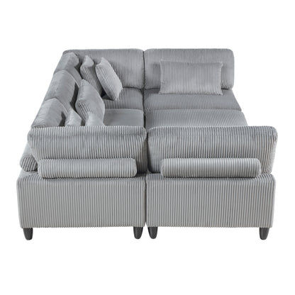Homelegance Sectional Sofa Gray Fabric Modern Design 9688GY-62CR3ACOT