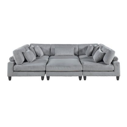 Homelegance Sectional Sofa Gray Fabric Modern Design 9688GY-62CR3ACOT
