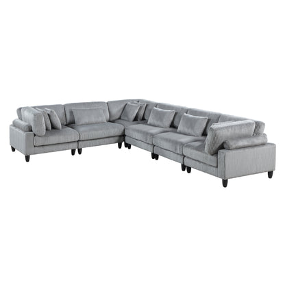 Homelegance Sectional Sofa Gray Fabric 9688GY-63CR3AC