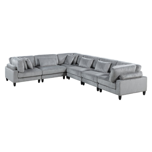Homelegance Sectional Sofa Gray Fabric 9688GY-63CR3AC