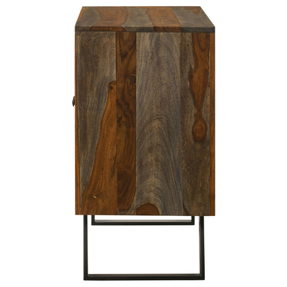 Mathis 2-door Sheesham Wood Storage Accent Cabinet Grey