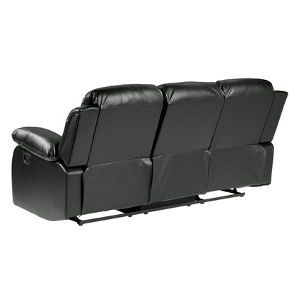 Homelegance Cranley Sectional Sofa Black Faux Leather Double Recliner 9700BLK-3