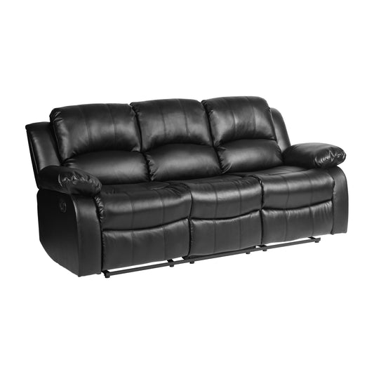 Homelegance Cranley Sectional Sofa Black Faux Leather Double Recliner 9700BLK-3