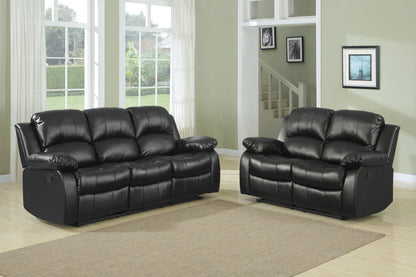 Homelegance Cranley Loveseat Reclining in Black Faux Leather 9700BLK-2