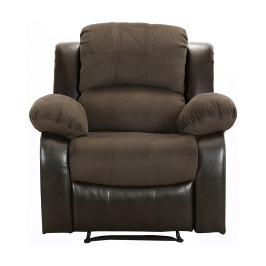 Homelegance Cranley Reclining Chair in Chocolate Textured Microfiber 9700FCP-1