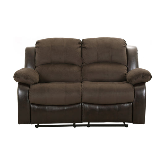 Homelegance Cranley Loveseat Reclining in Chocolate Textured Microfiber 9700FCP-2