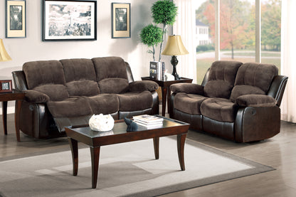 Homelegance Cranley Loveseat Reclining in Chocolate Textured Microfiber 9700FCP-2