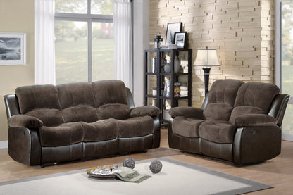 Homelegance Cranley Loveseat Reclining in Chocolate Textured Microfiber 9700FCP-2