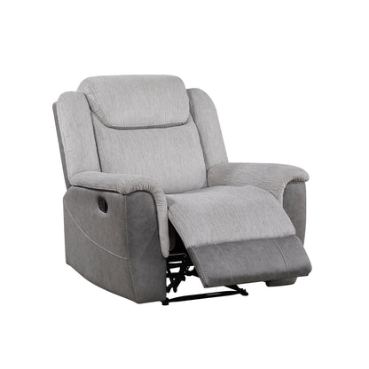 Homelegance Reclining Chair in Gray Fabric with Plush Comfort 9703GY-1