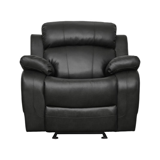 Homelegance Marille Glider Recliner Chair in Black Faux Leather 9724BLK-1